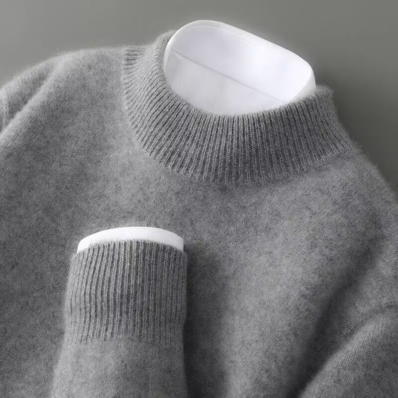 Herrenpullover in Strickoptik mit schmaler Passform — Grau