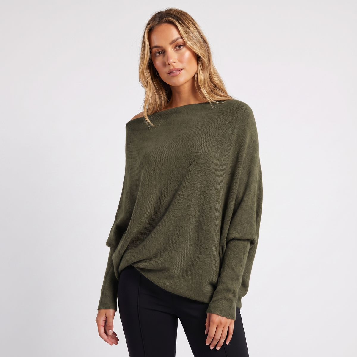 Women’s Pullover – Batwing Sleeves and Relaxed Oversized Silhouette — Green