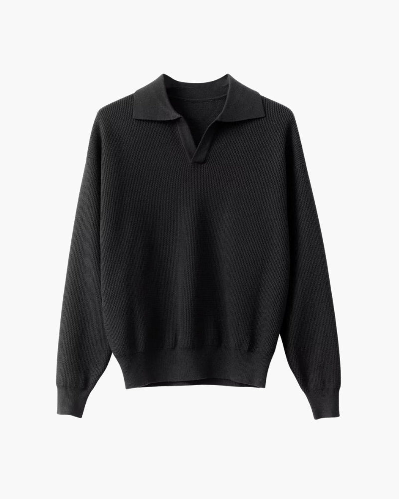 Men's Polo-Collar Textured Pullover — product view