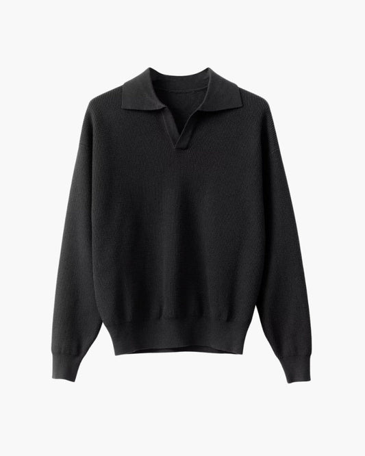 Men's Polo-Collar Textured Pullover — product view