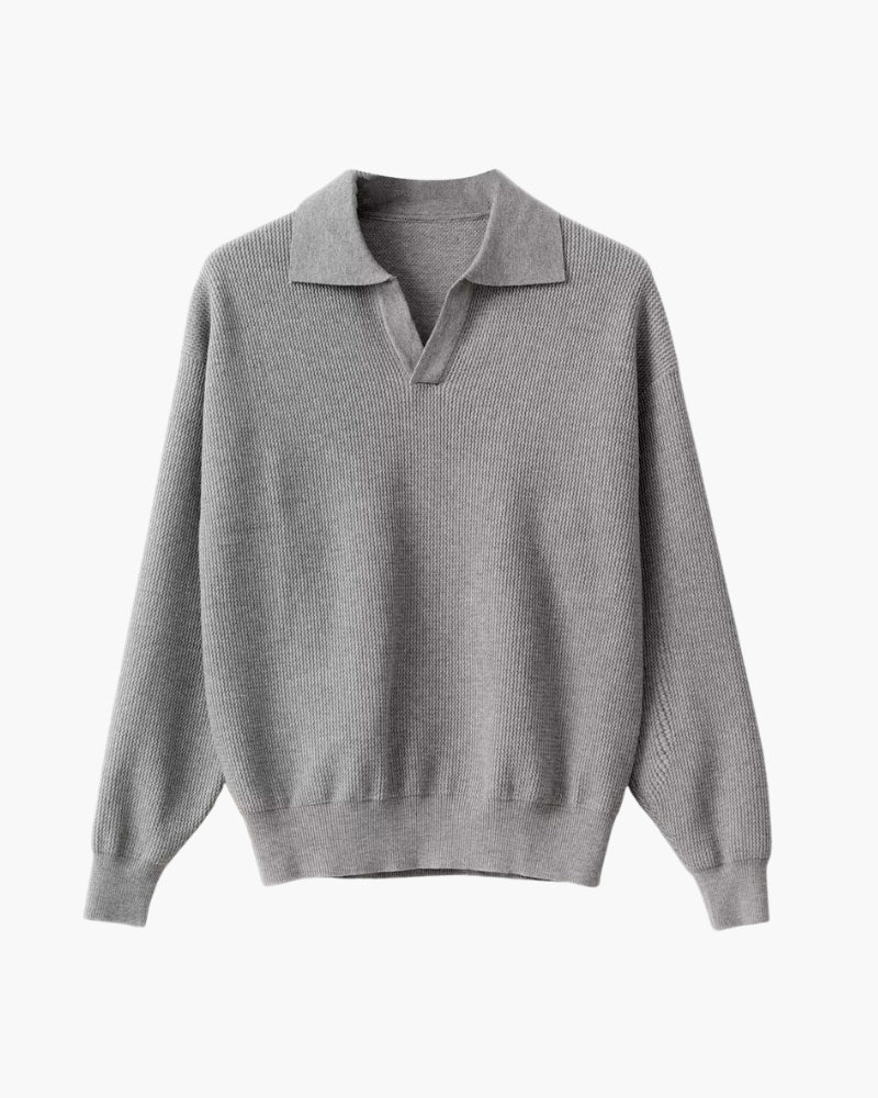 Men's Polo-Collar Textured Pullover — product view