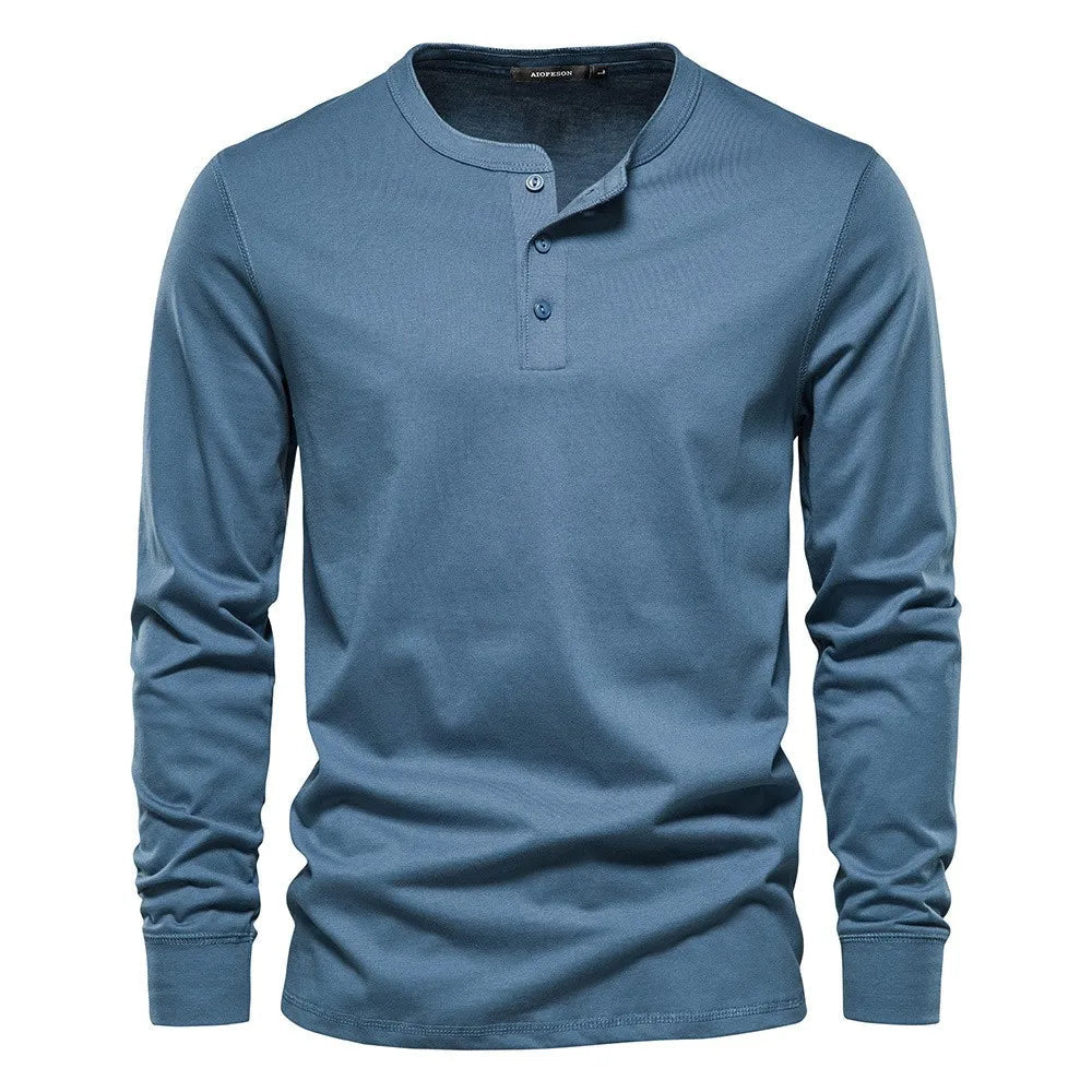 Men’s Shirt – Long-Sleeved, Button-Down, Comfortable Everyday Fit — Light Blue