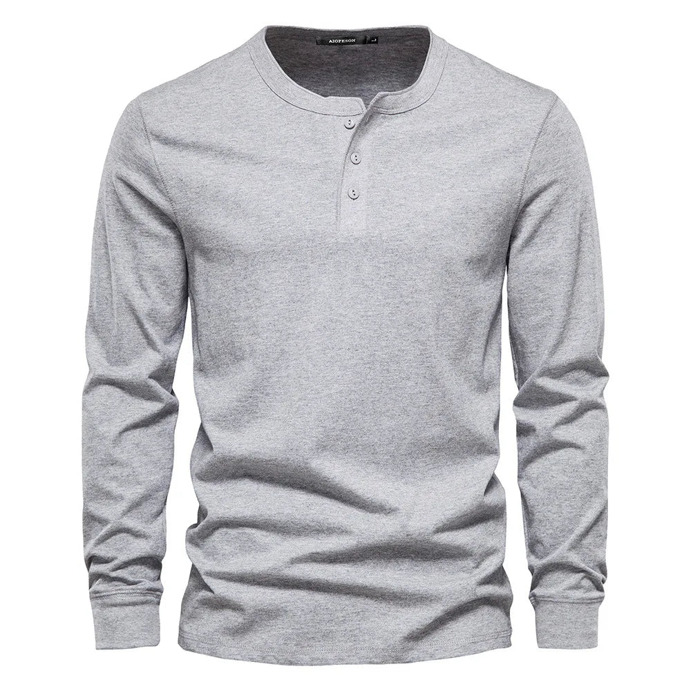 Men’s Shirt – Long-Sleeved, Button-Down, Comfortable Everyday Fit — Light Grey