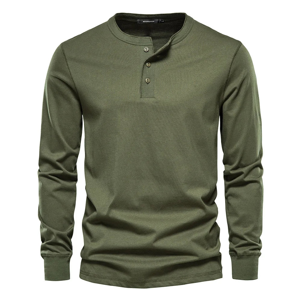 Men’s Shirt – Long-Sleeved, Button-Down, Comfortable Everyday Fit — Green