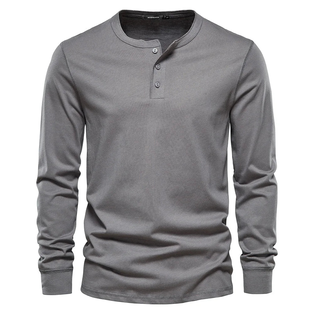 Men’s Shirt – Long-Sleeved, Button-Down, Comfortable Everyday Fit — Dark Grey