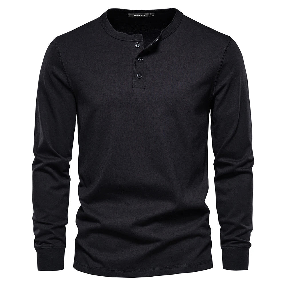 Men’s Shirt – Long-Sleeved, Button-Down, Comfortable Everyday Fit — Black