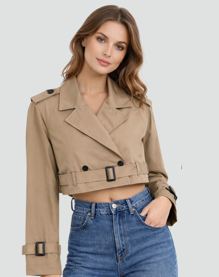 Women’s Trench Coat – Cropped Fit and Timeless Classic Silhouette — image 2