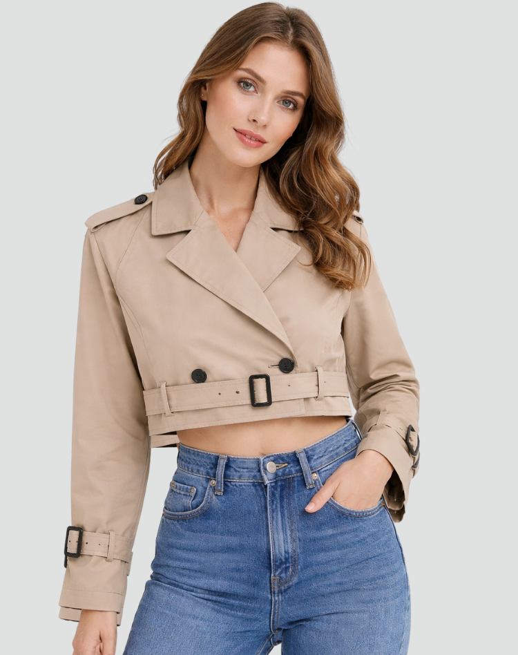 Women’s Trench Coat – Cropped Fit and Timeless Classic Silhouette