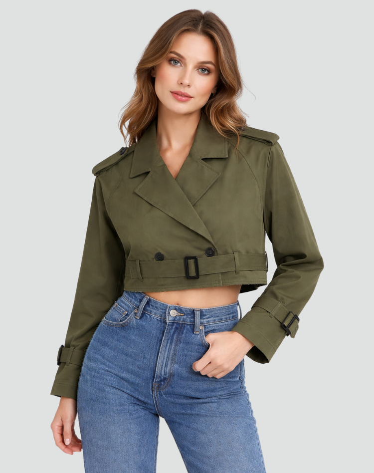 Women’s Trench Coat – Cropped Fit and Timeless Classic Silhouette — image 4