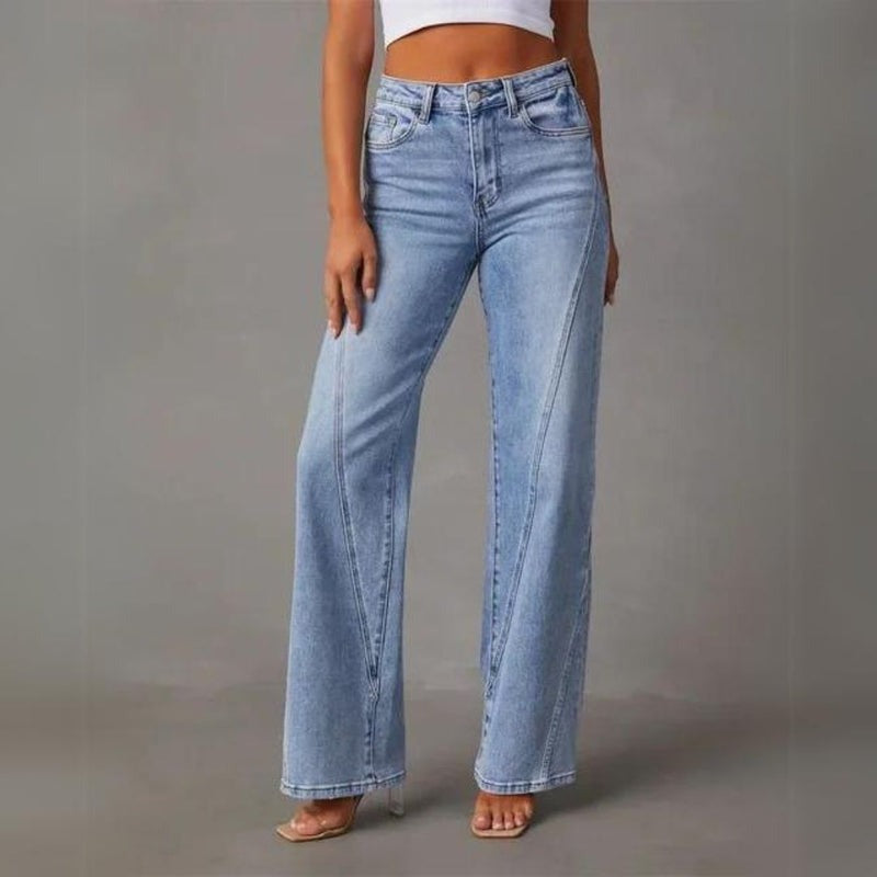 Women's Denim Jeans – Wide Leg and High Waist — Blue