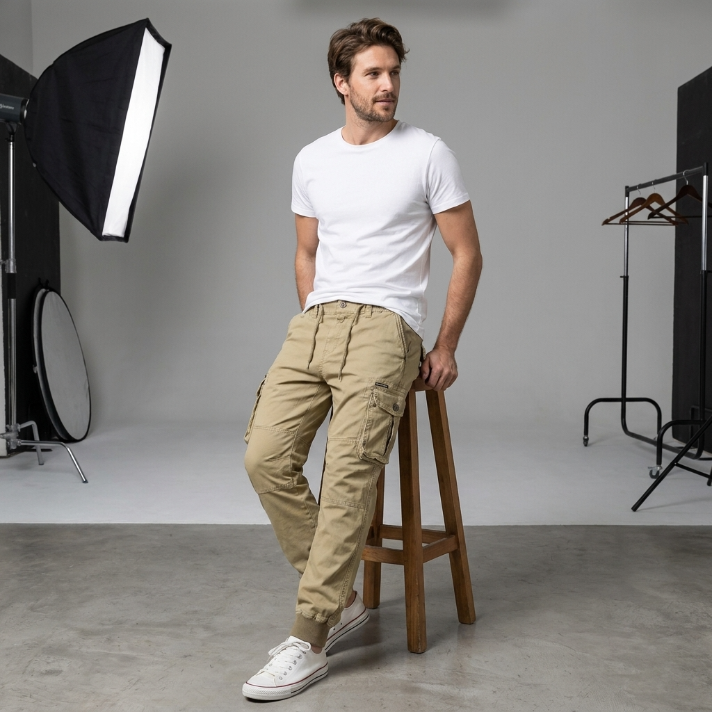 Men’s Joggers – Cargo Pockets and Adjustable Elastic Waistband — product view