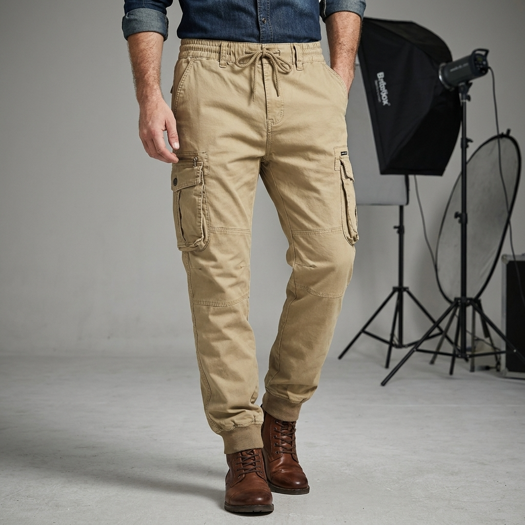 Men’s Joggers – Cargo Pockets and Adjustable Elastic Waistband — product view