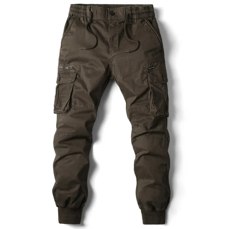 Men’s Joggers – Cargo Pockets and Adjustable Elastic Waistband — Brown