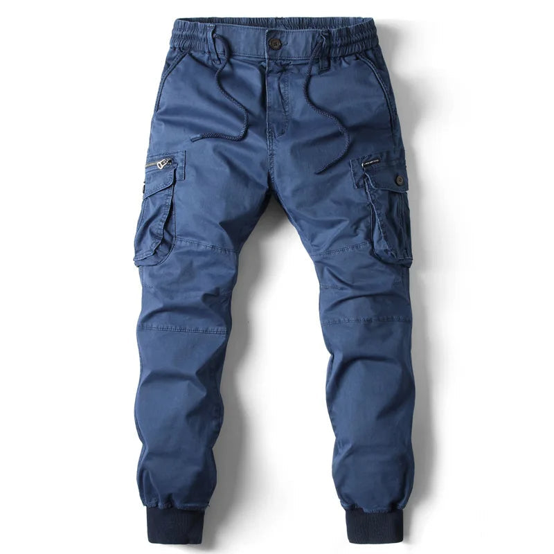 Men’s Joggers – Cargo Pockets and Adjustable Elastic Waistband — Blue