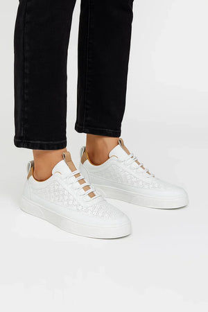 Herren-Sneaker mit Perforierungen — Weiß/Khaki