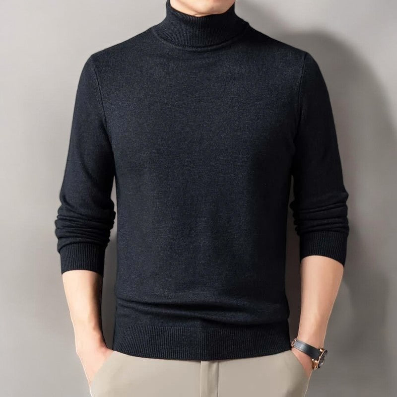 Men’s Sweater – Classic Turtleneck and Timeless Softness — Black