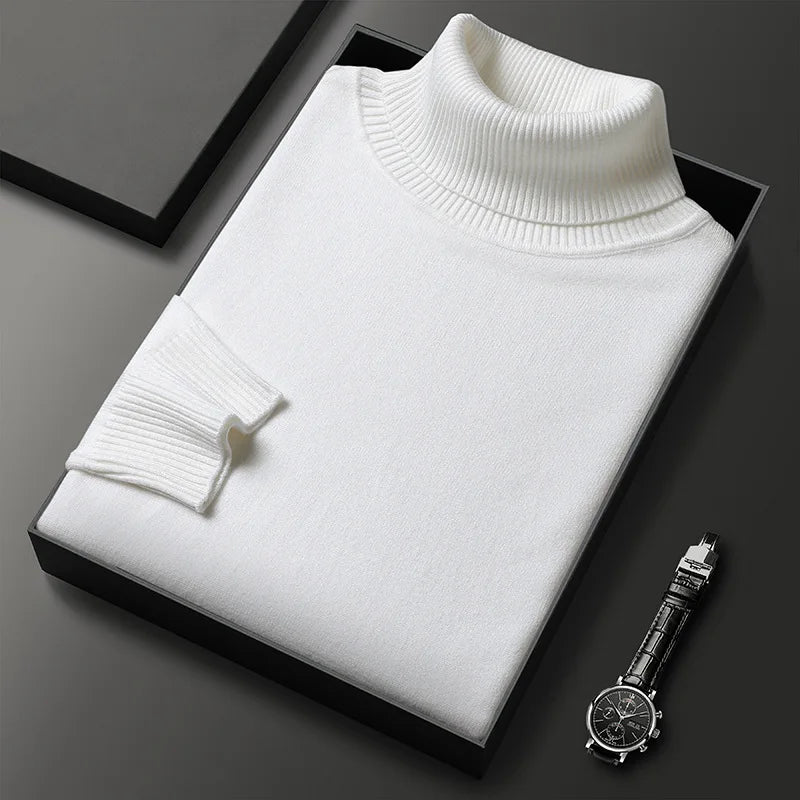 Men’s Sweater – Classic Turtleneck and Timeless Softness — White