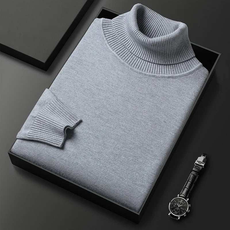 Men’s Sweater – Classic Turtleneck and Timeless Softness — Light Grey