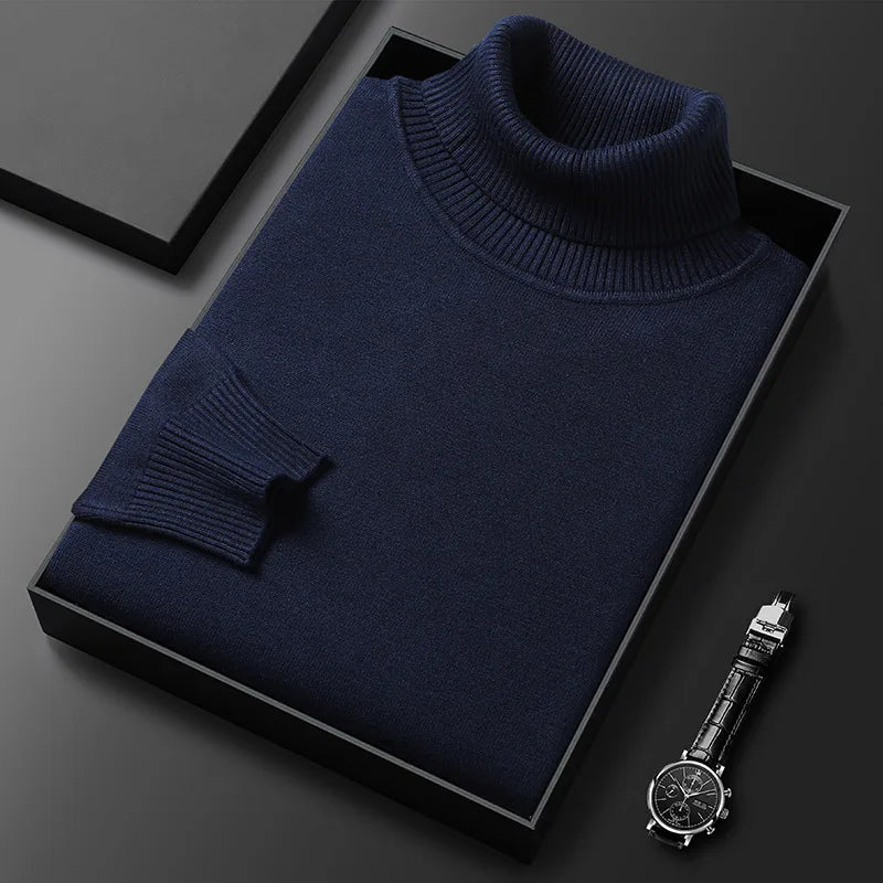 Men’s Sweater – Classic Turtleneck and Timeless Softness — Navy