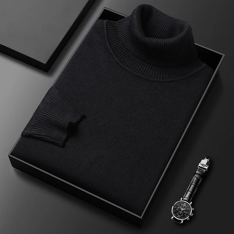 Men’s Sweater – Classic Turtleneck and Timeless Softness — Black