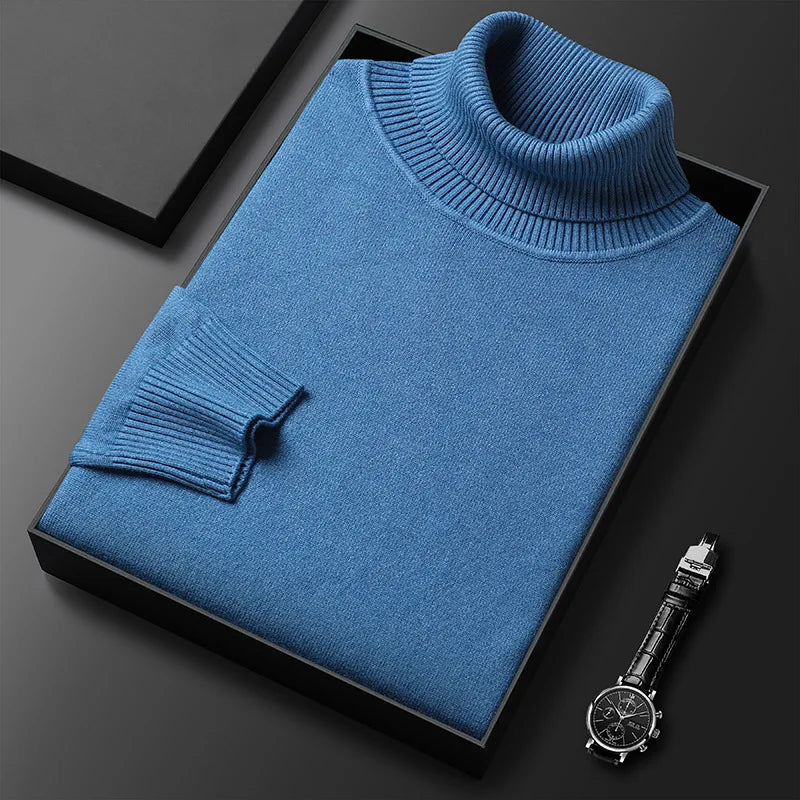 Men’s Sweater – Classic Turtleneck and Timeless Softness — Blue