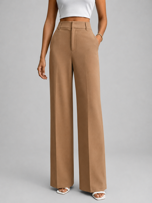Women’s Trousers – High-Waisted, Wide-Leg, Timeless Tailored Cut — Camel
