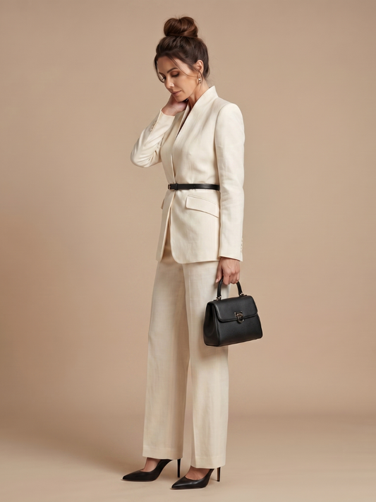 Women’s Tailored Suit Set – Stand Collar and Timeless Structured Fit — product view