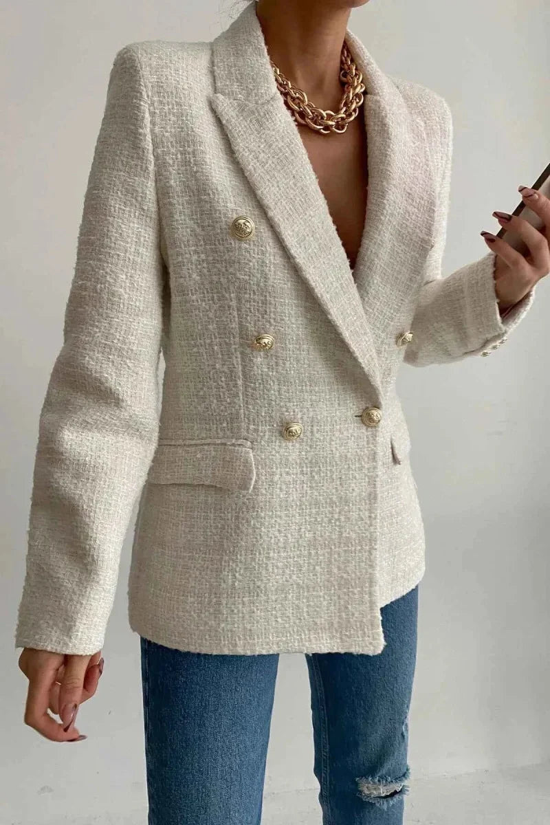 Women's Hip-Length Blazer – Notched Lapel and Fitted Waist — product view