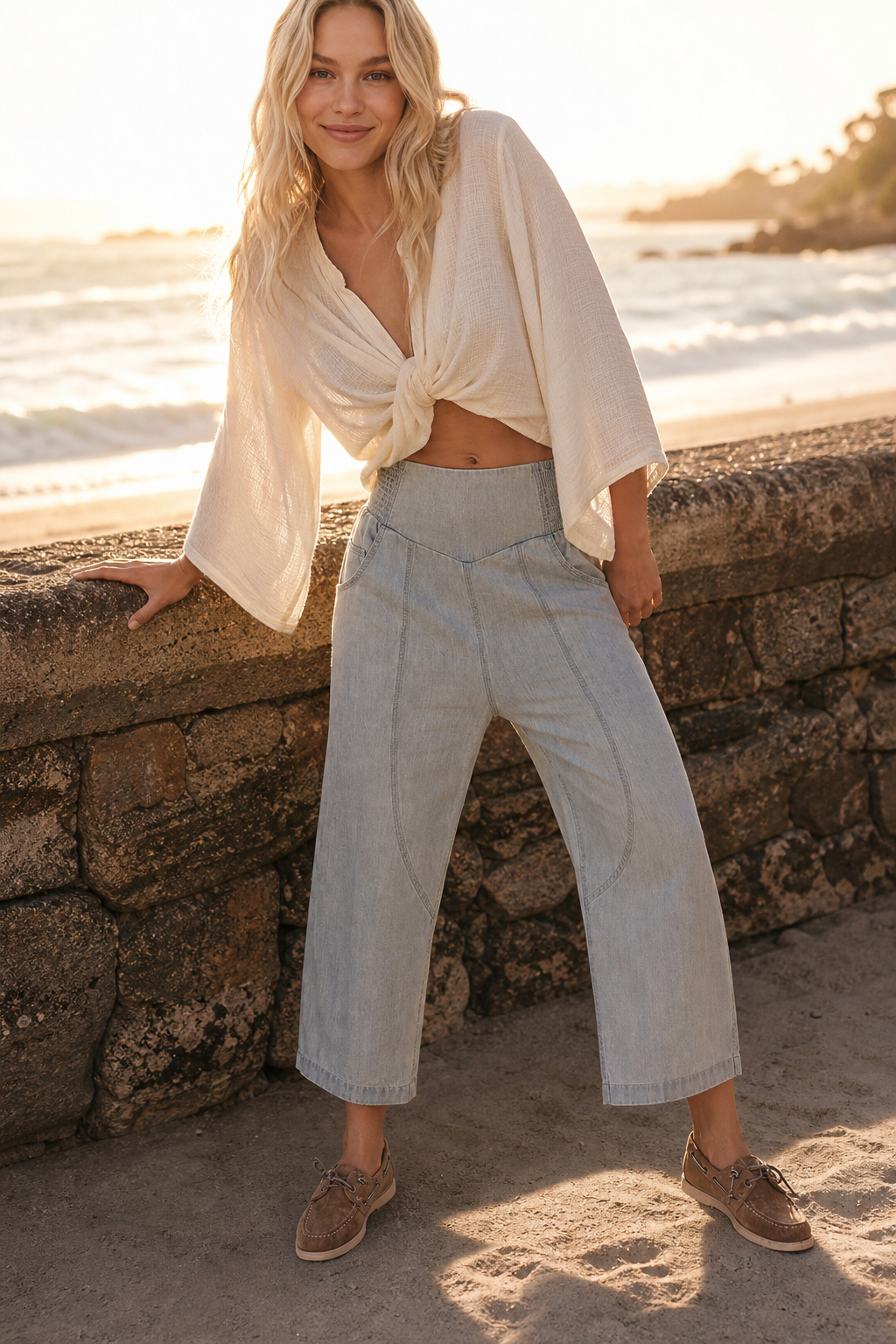 Women's Trousers – Wide Leg and Elastic Waistband — product view