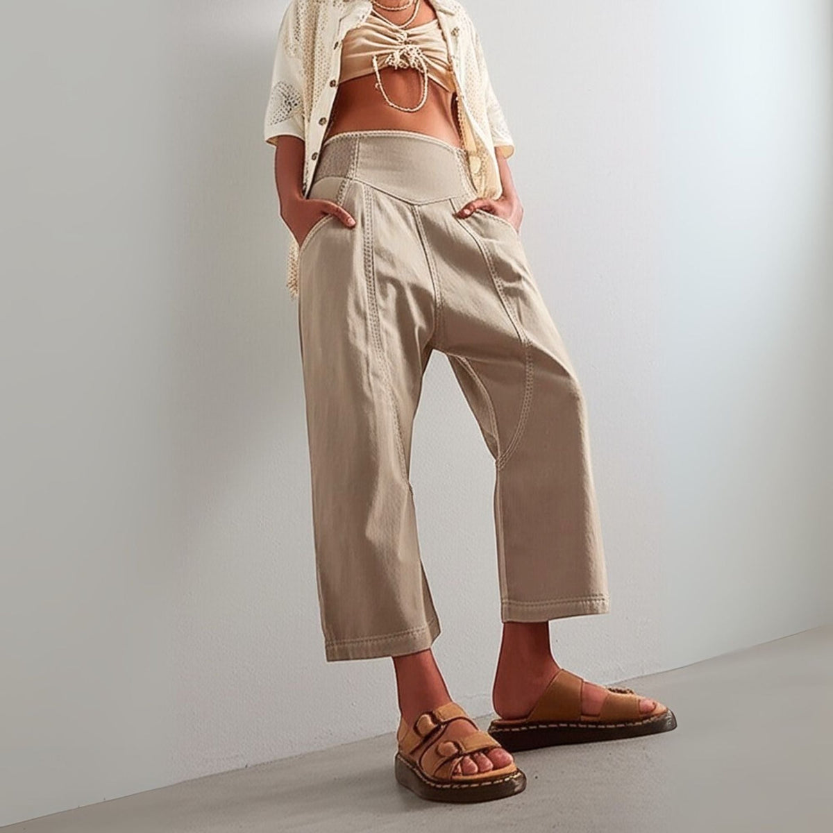 Women's Trousers – Wide Leg and Elastic Waistband — product view