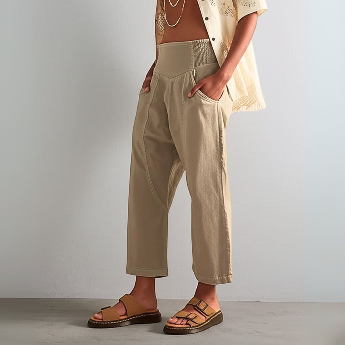 Women's Trousers – Wide Leg and Elastic Waistband — product view