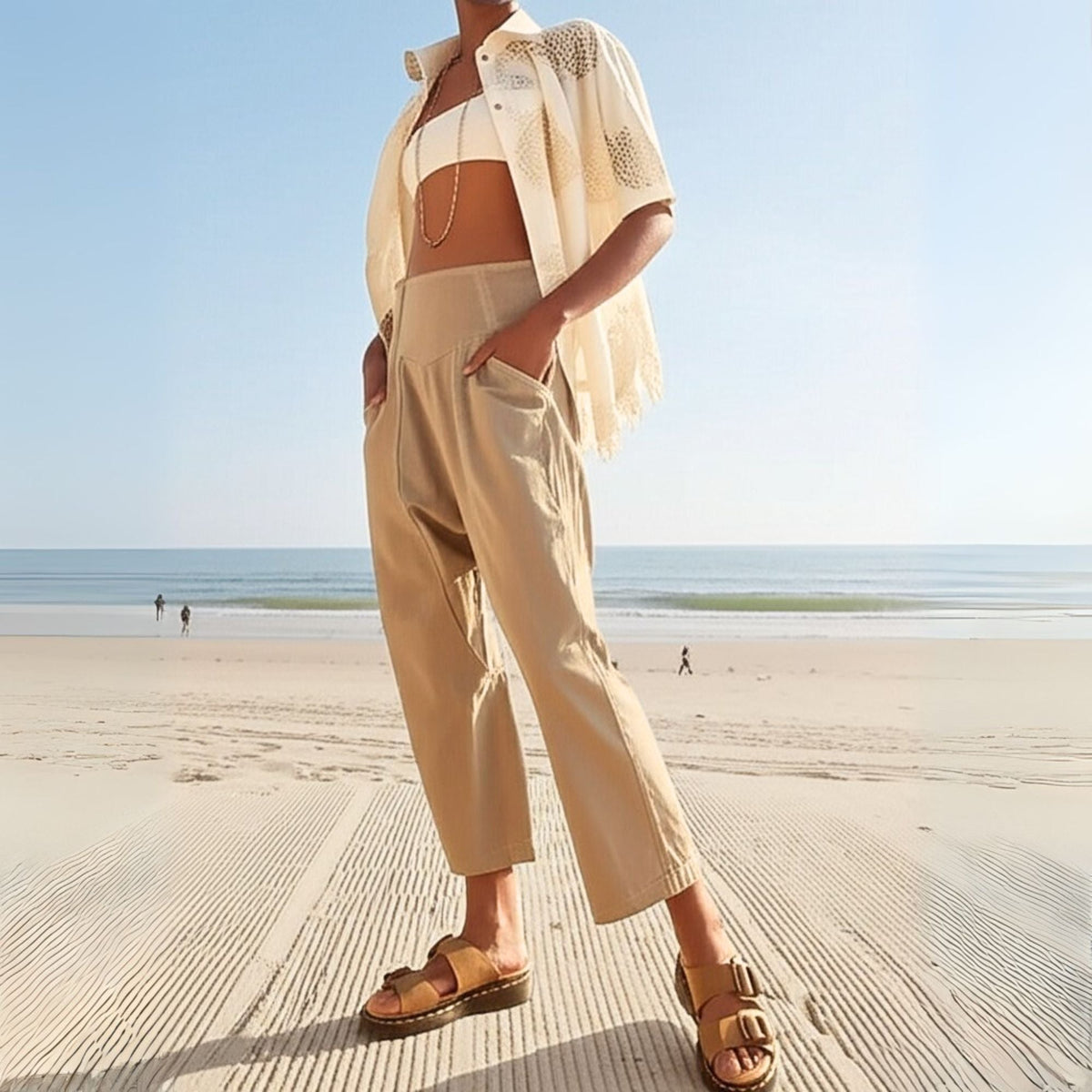 Women's Trousers – Wide Leg and Elastic Waistband — product view