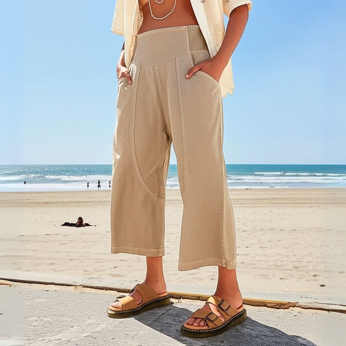 Women's Trousers – Wide Leg and Elastic Waistband — product view