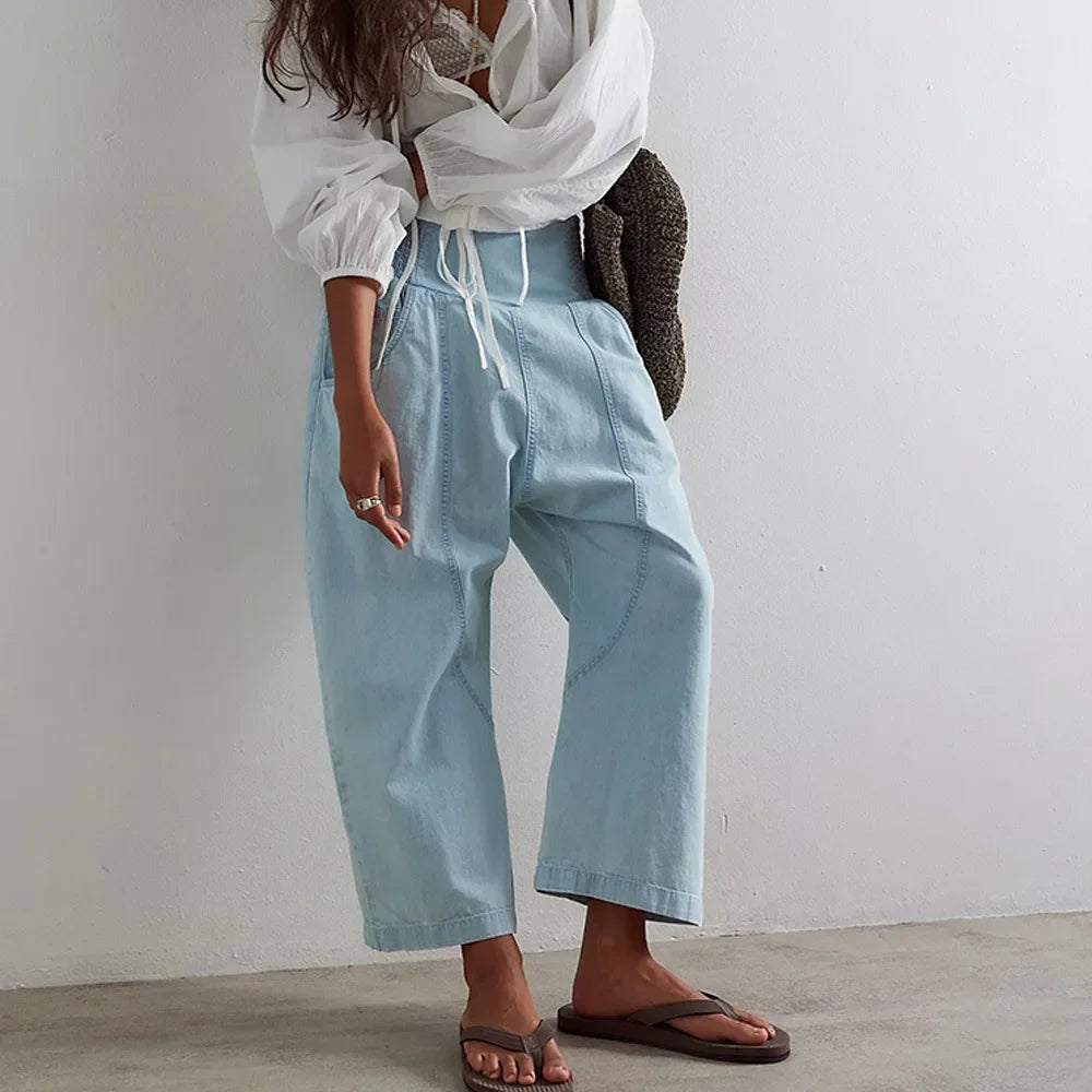 Women's Trousers – Wide Leg and Elastic Waistband — product view