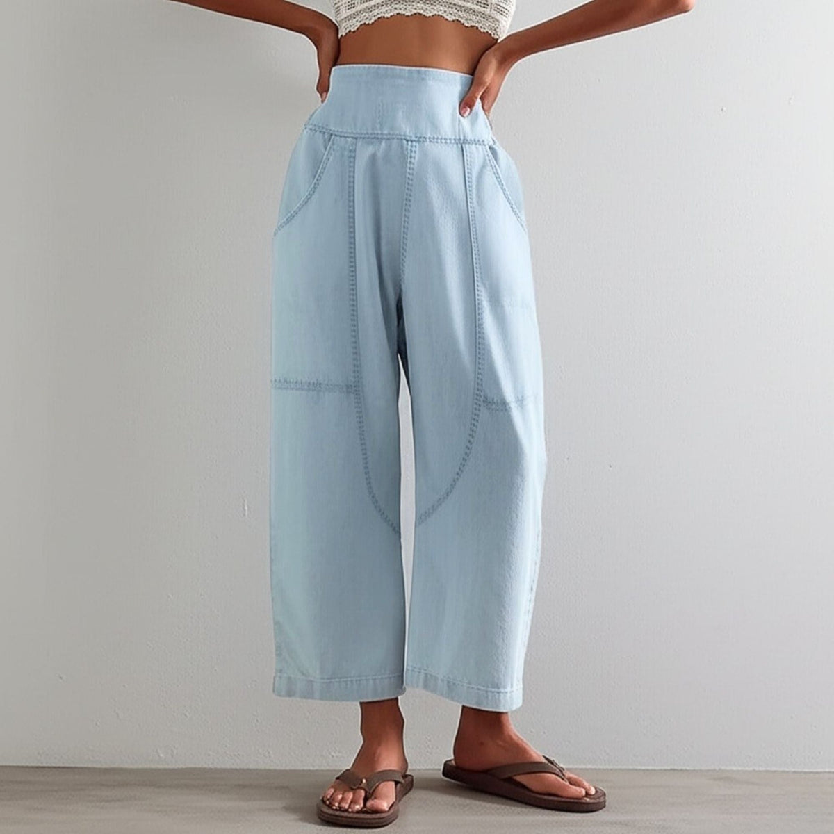 Women's Trousers – Wide Leg and Elastic Waistband — product view
