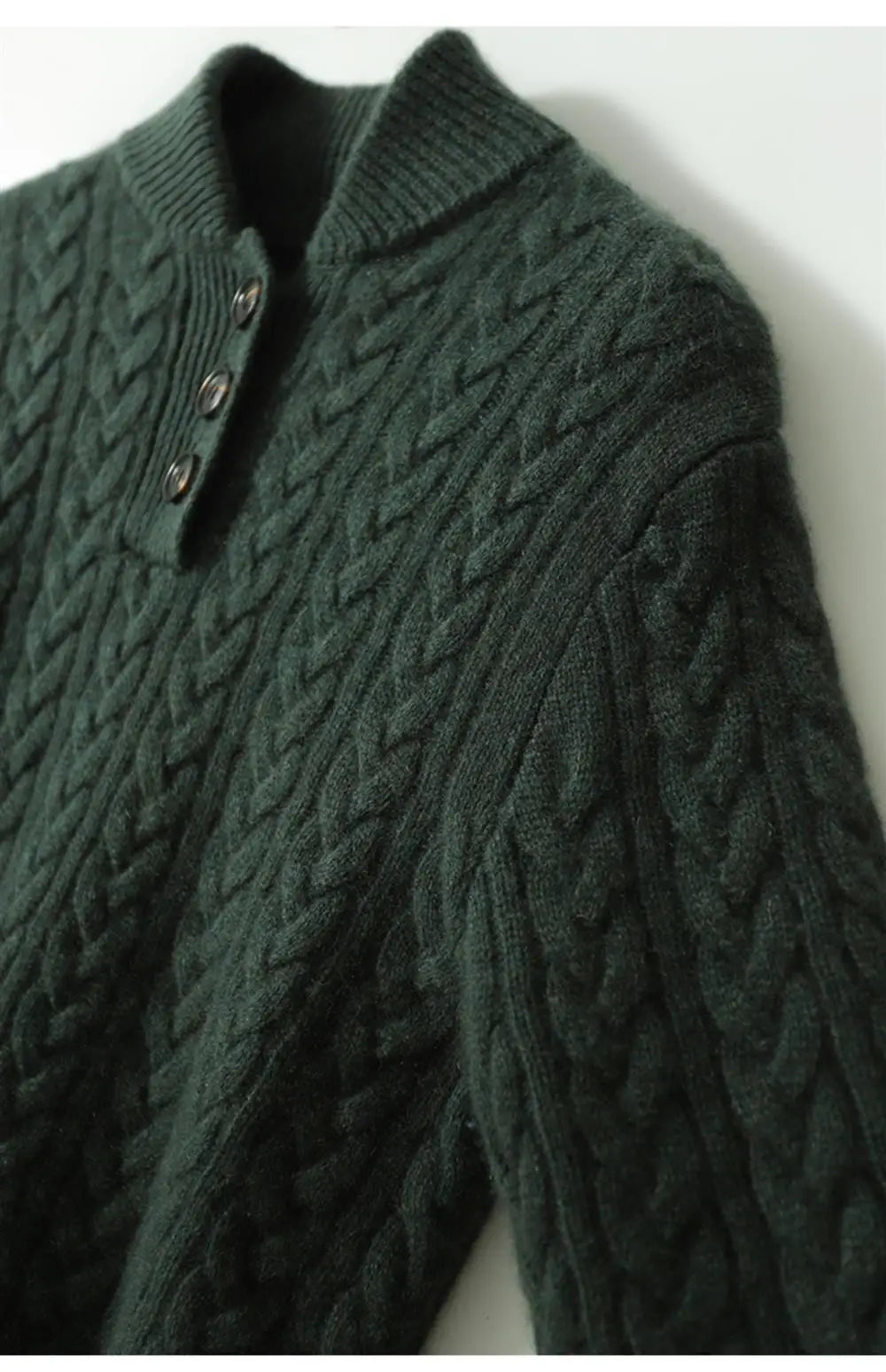 Women’s Sweater – Buttoned High Neck and Cable-Knit Design — product view