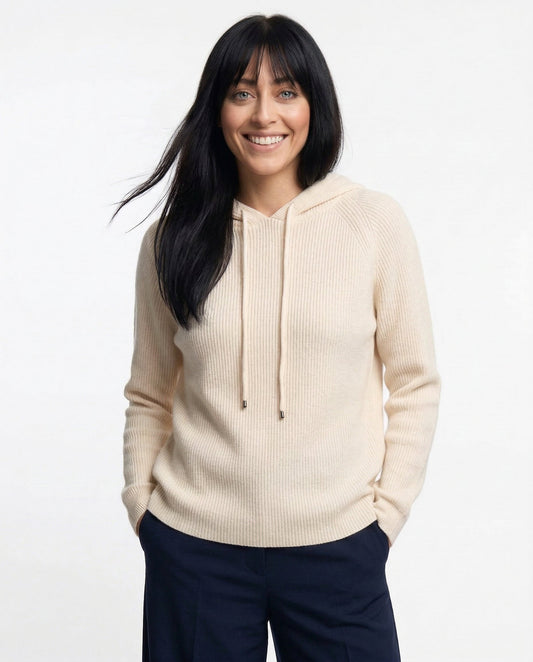 Women’s Sweatshirt – Relaxed Fit and Adjustable Drawstrings — Cream