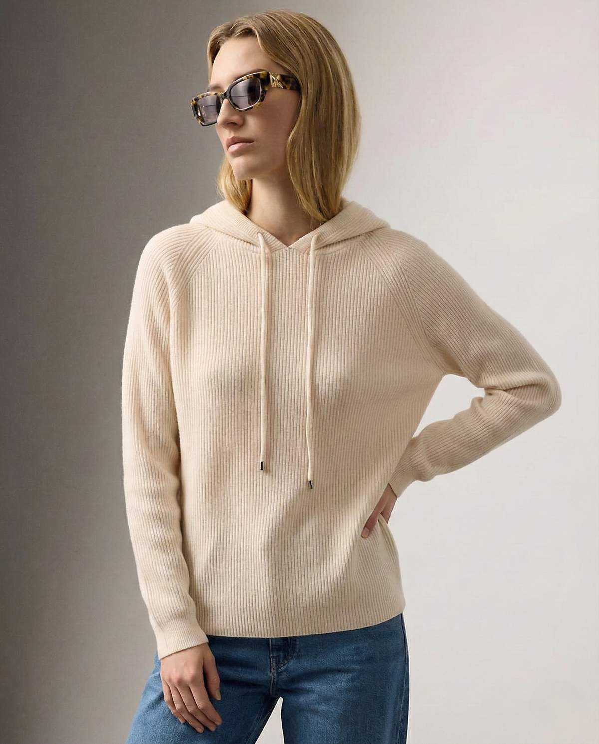 Women’s Sweatshirt – Relaxed Fit and Adjustable Drawstrings — Beige