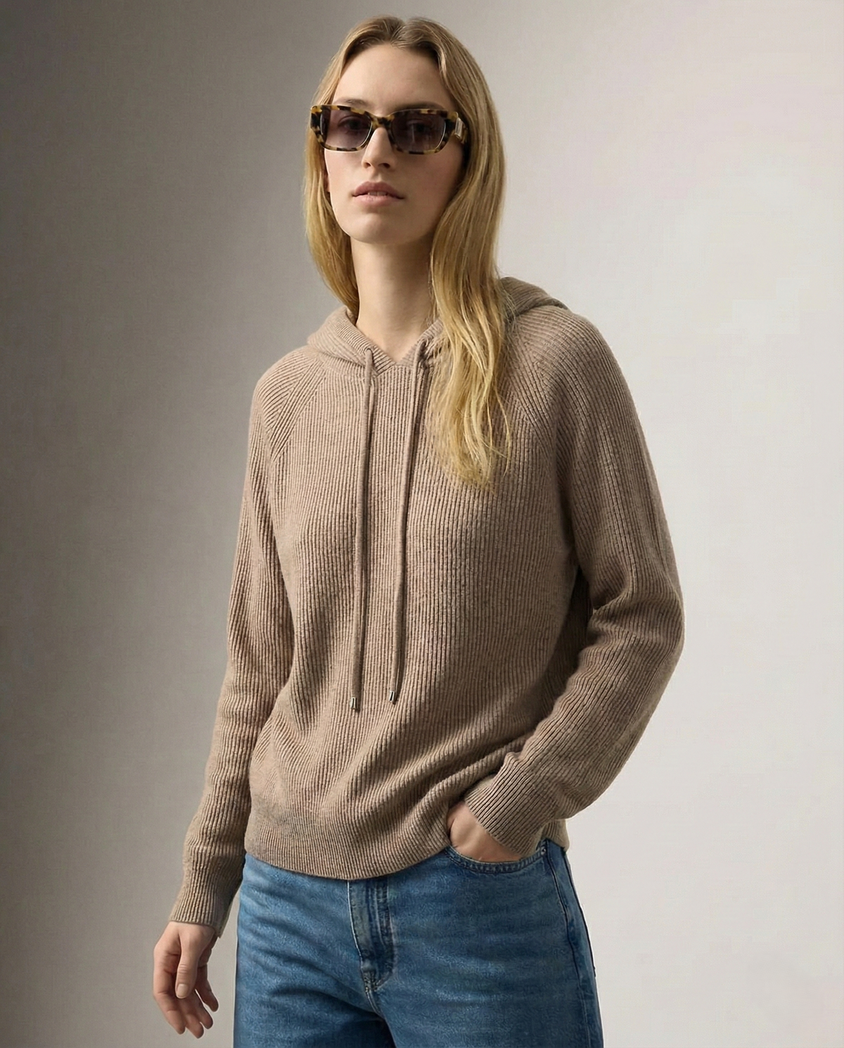 Women’s Sweatshirt – Relaxed Fit and Adjustable Drawstrings — Taupe