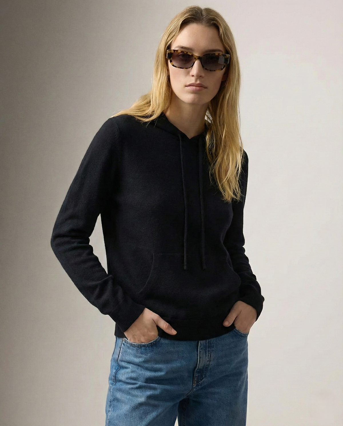 Women’s Sweatshirt – Relaxed Fit and Adjustable Drawstrings — Black