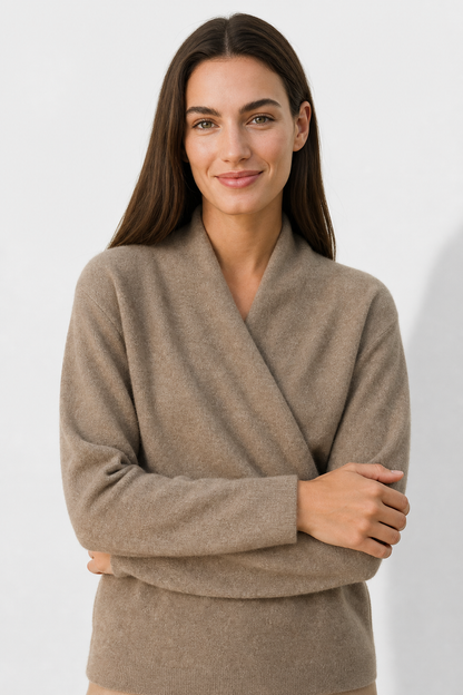 Women's Sweater – V-Neck Wrap Style and Timeless Minimalist Cut — image 1