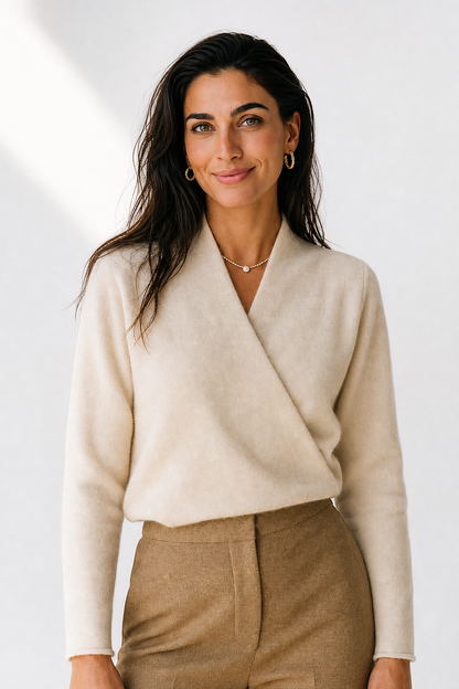 Women's Sweater – V-Neck Wrap Style and Timeless Minimalist Cut — image 2