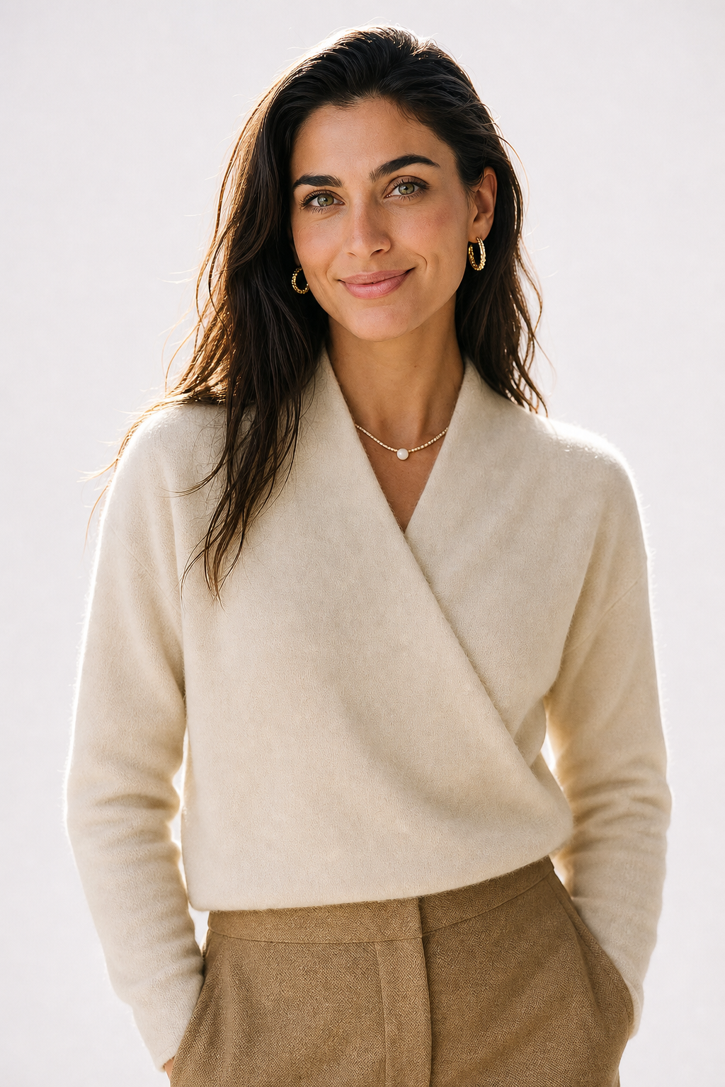 Women's Sweater – V-Neck Wrap Style and Timeless Minimalist Cut — image 3