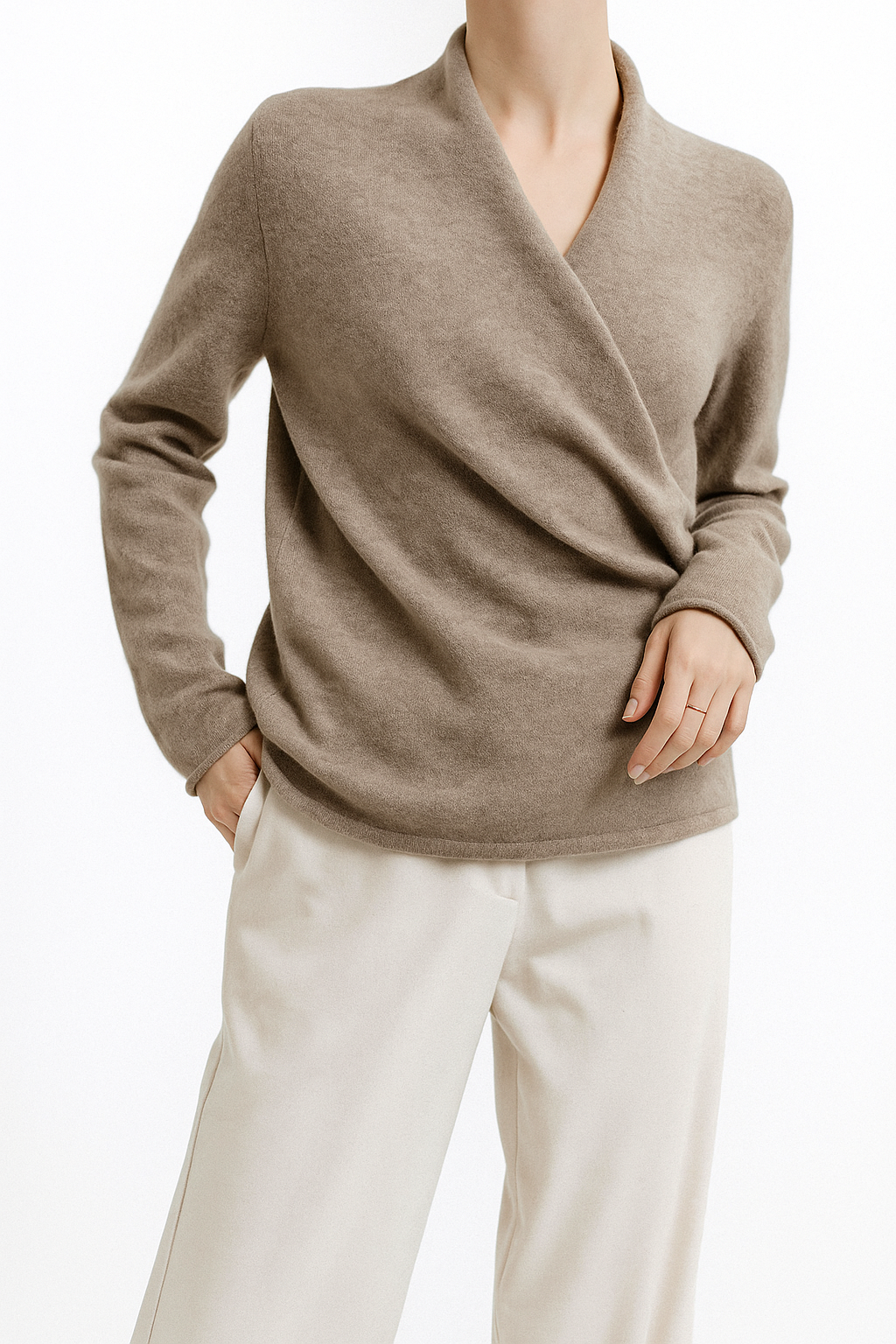 Women's Sweater – V-Neck Wrap Style and Timeless Minimalist Cut — image 6