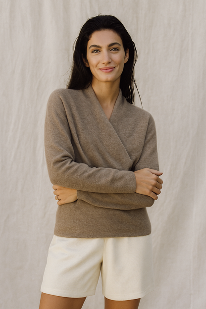 Women's Sweater – V-Neck Wrap Style and Timeless Minimalist Cut — image 9