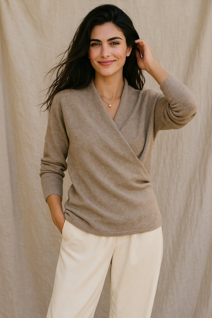 Women's Sweater – V-Neck Wrap Style and Timeless Minimalist Cut — image 10