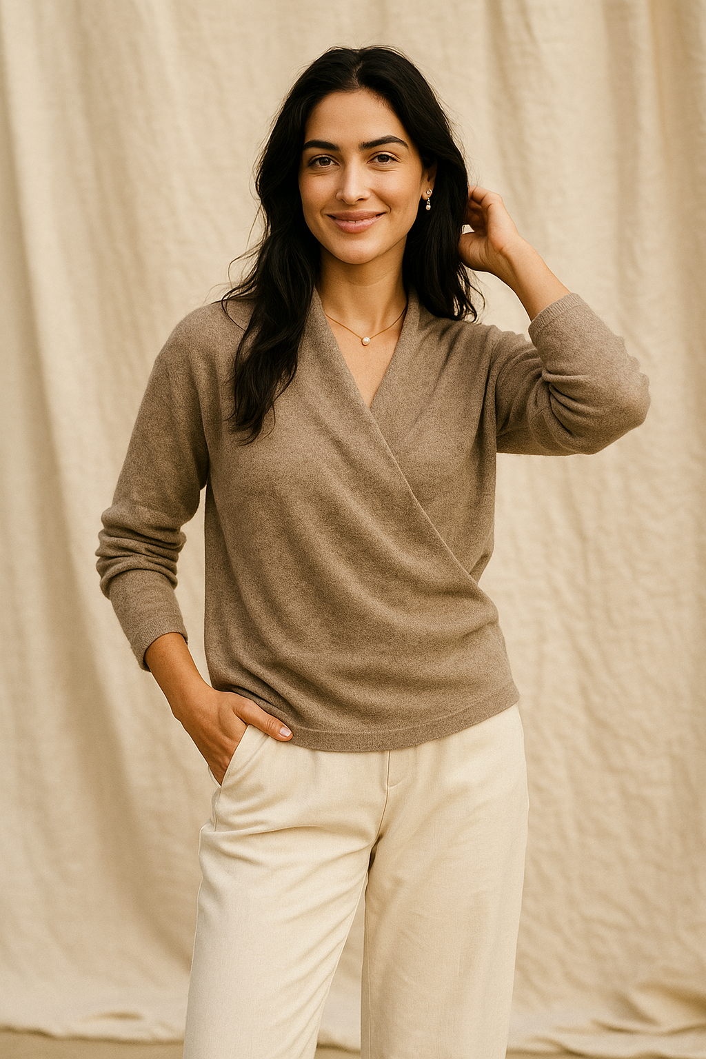 Women's Sweater – V-Neck Wrap Style and Timeless Minimalist Cut — image 11