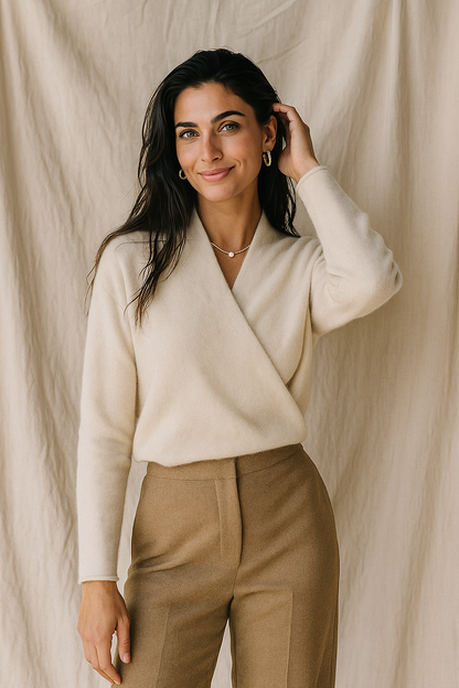 Women's Sweater – V-Neck Wrap Style and Timeless Minimalist Cut — image 13