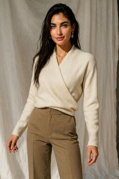 Women's Sweater – V-Neck Wrap Style and Timeless Minimalist Cut — image 15