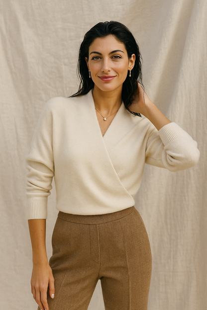 Women's Sweater – V-Neck Wrap Style and Timeless Minimalist Cut — image 16